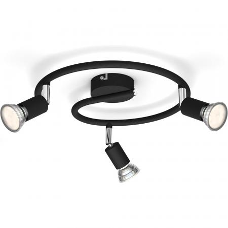 Philips 3er Limbali Deckenstrahler in Schwarz mit 3 x GU10 Fassung IP20 - GU10 Leuchtmittel nicht enthalten